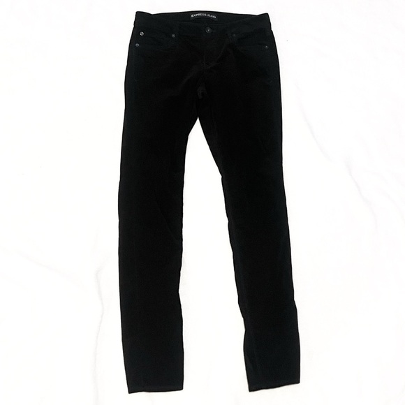 Express Pants - Express Stella Low Rise Velour Legging Skinny Pants Solid Black Size 6 Pockets